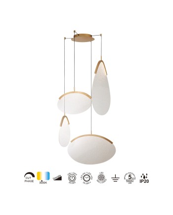 OASIS * LÁMPARA LED 54W ORO - 4 COLGANTES - DIMABLE TRIAC